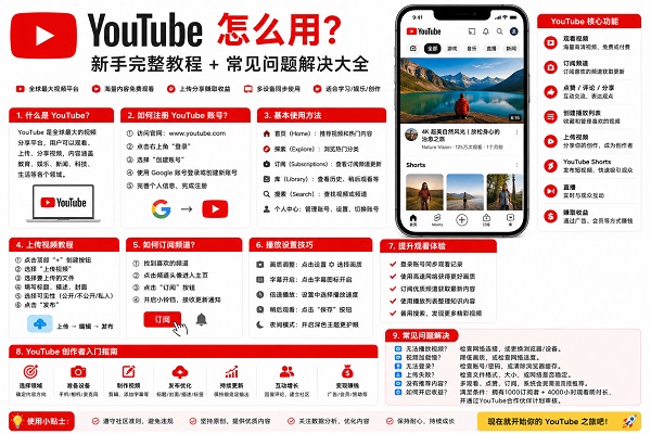 YouTube如何使用？2026最新完整教程与常见问题解决大全