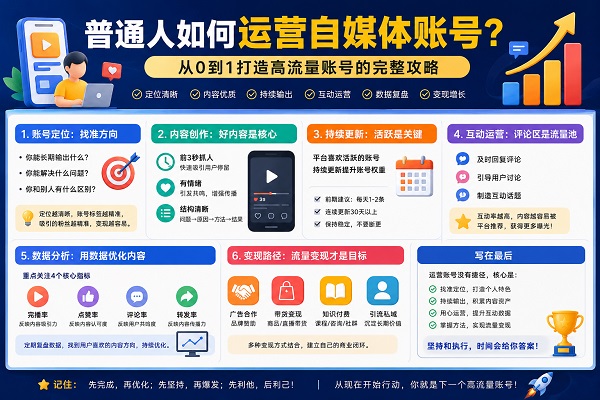 普通人如何运营自媒体账号？从0到1打造高流量账号的完整攻略