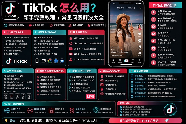TikTok如何使用？2026最新完整教程与常见问题解决大全